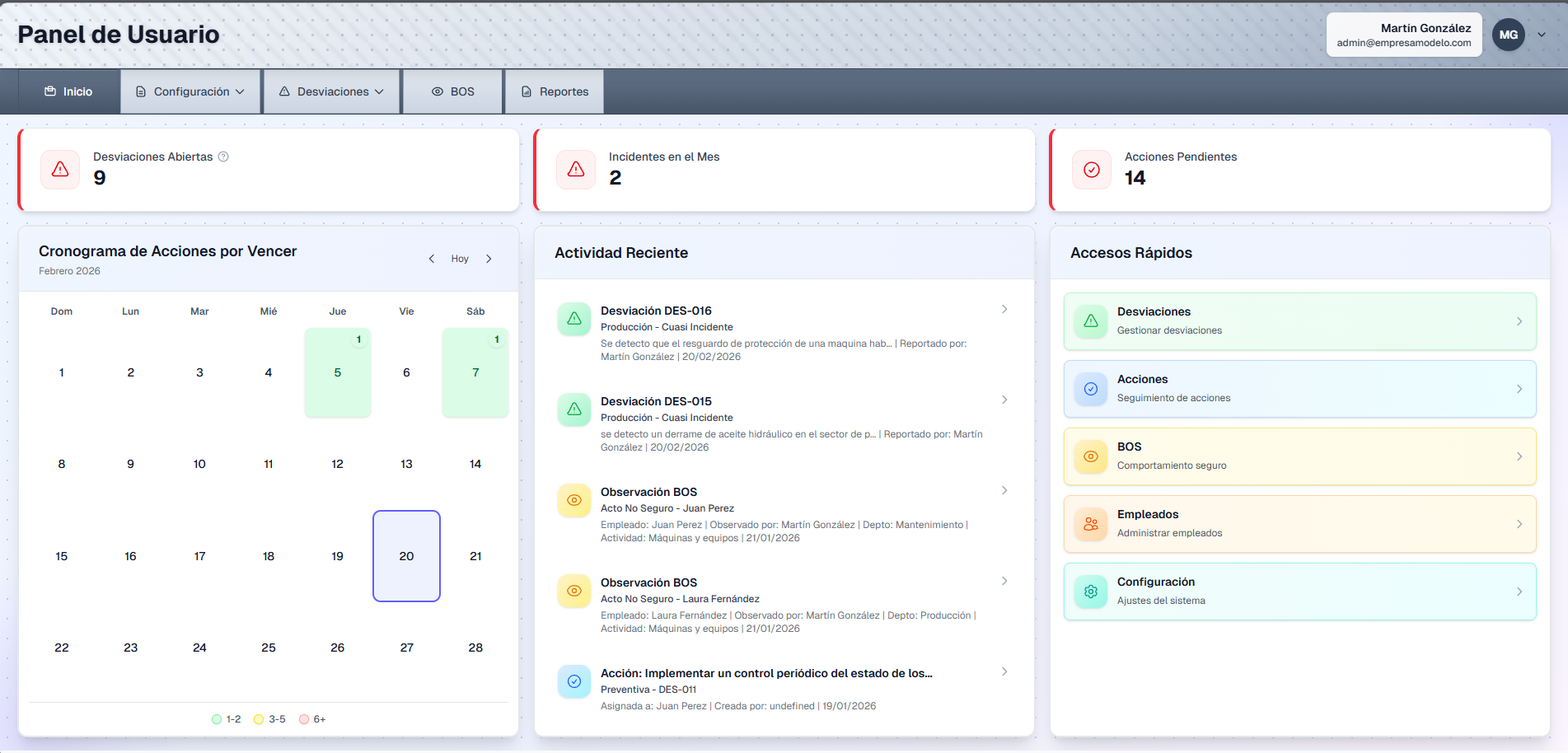 Panel de Usuario SafetyTracker365